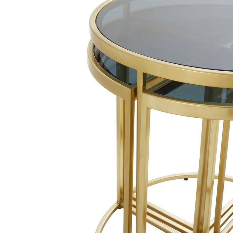 Axis Nest of 5 Tables - Clear Glass with Gold Metal