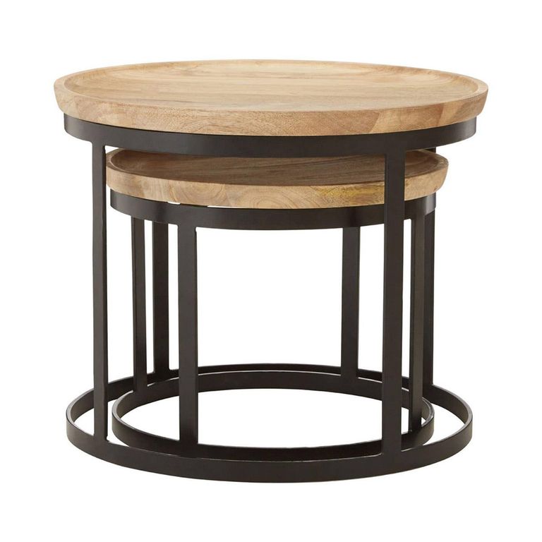 Boho Nest of 2 Tables - Round - Natural Mango Wood
