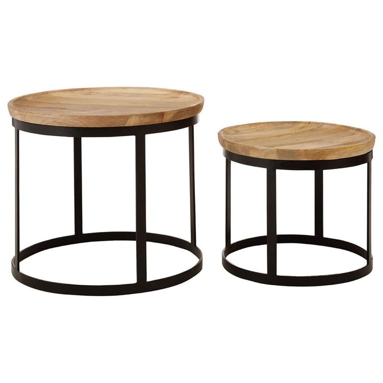 Boho Nest of 2 Tables - Round - Natural Mango Wood