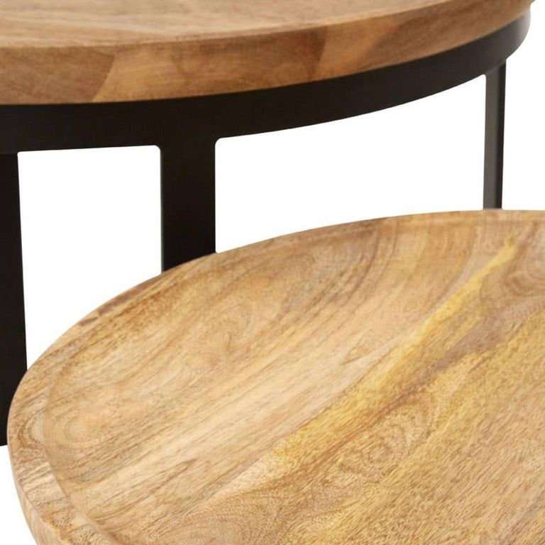Boho Nest of 2 Tables - Round - Natural Mango Wood
