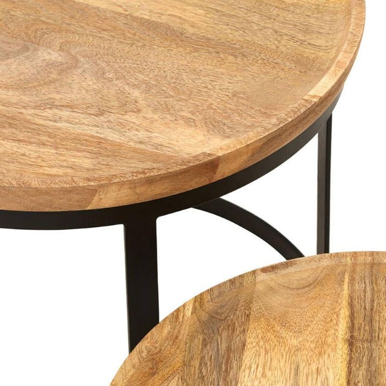 Boho Nest of 2 Tables - Round - Natural Mango Wood