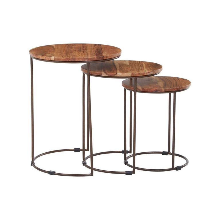 Boho Nest of 3 Tables - Round - Acacia Wood