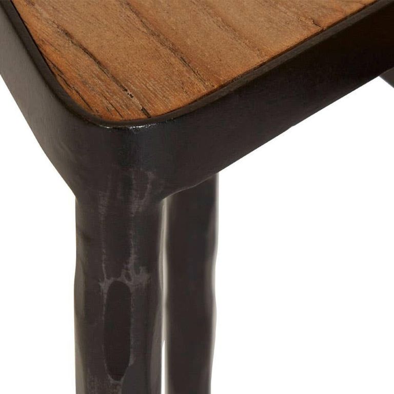 Elmo Nest of 3 Tables - Triangular - Textured Elm Wood and Metal