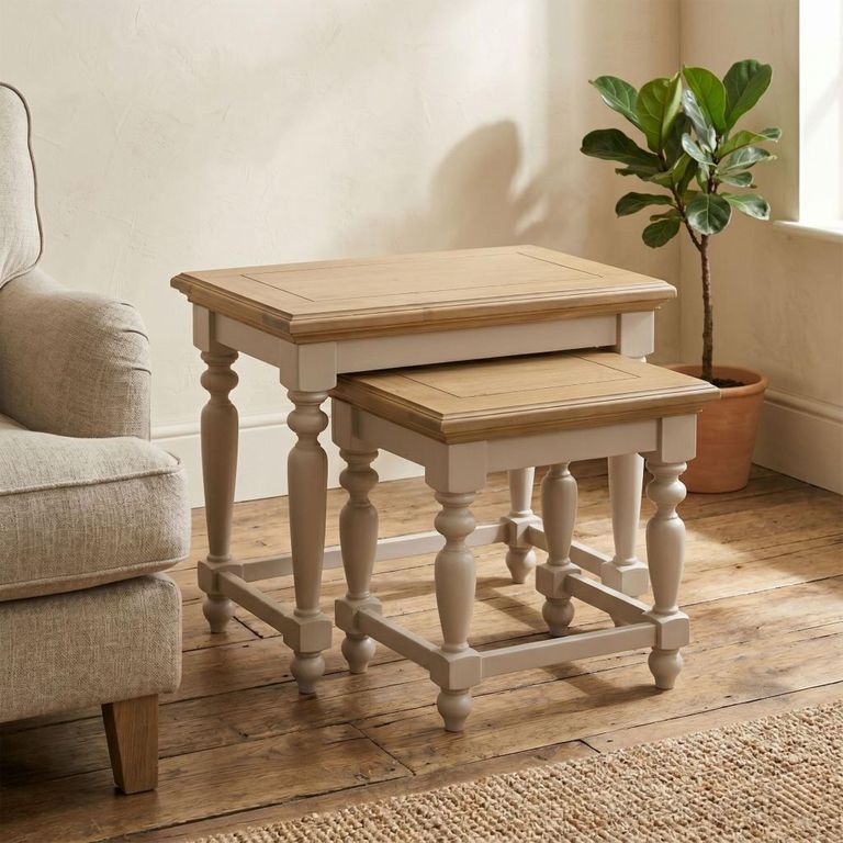 Chateau Nest of 2 Tables - Grey Painted - Pine