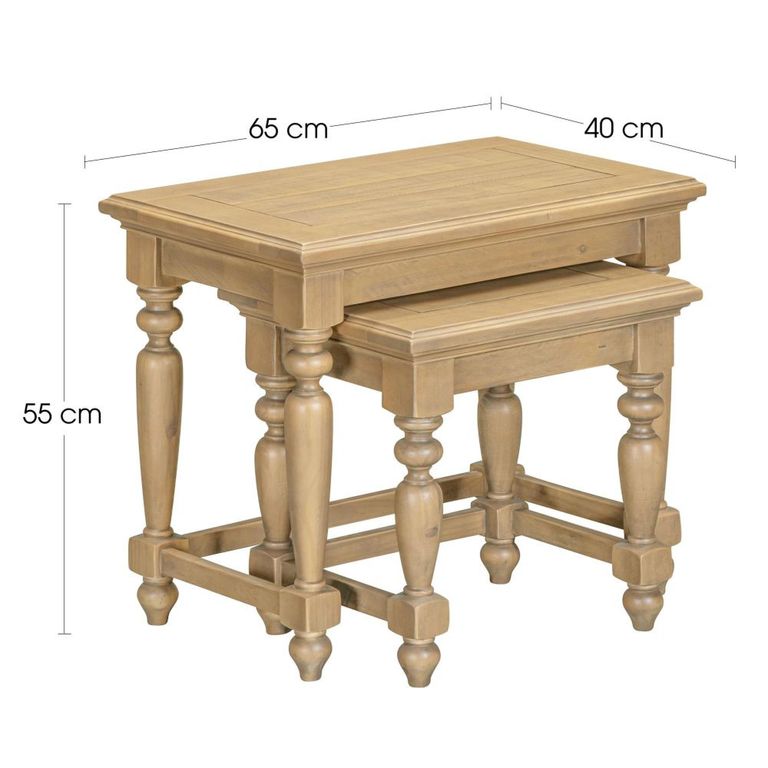 Chateau Nest of 2 Tables - Natural - Rustic Pine