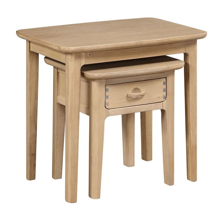 Cotswold Oak Nest of 2 Tables - 1 Drawer - Natural