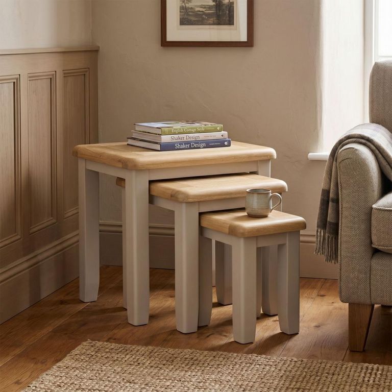 Windermere Painted Nest of 3 Tables - Oyster Grey