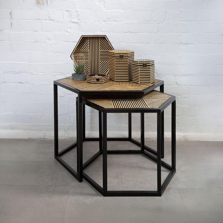 Babita Nest of 2 Tables - Hexagon - Black Metal