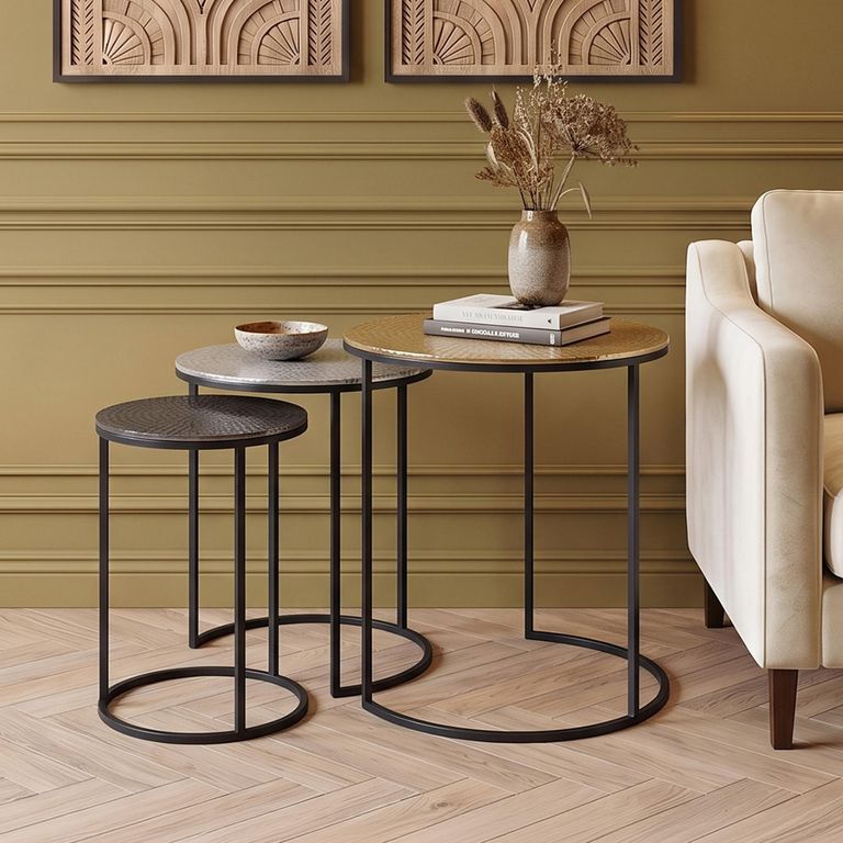 Elias Nest of 3 Tables - Round - Hammered Metal