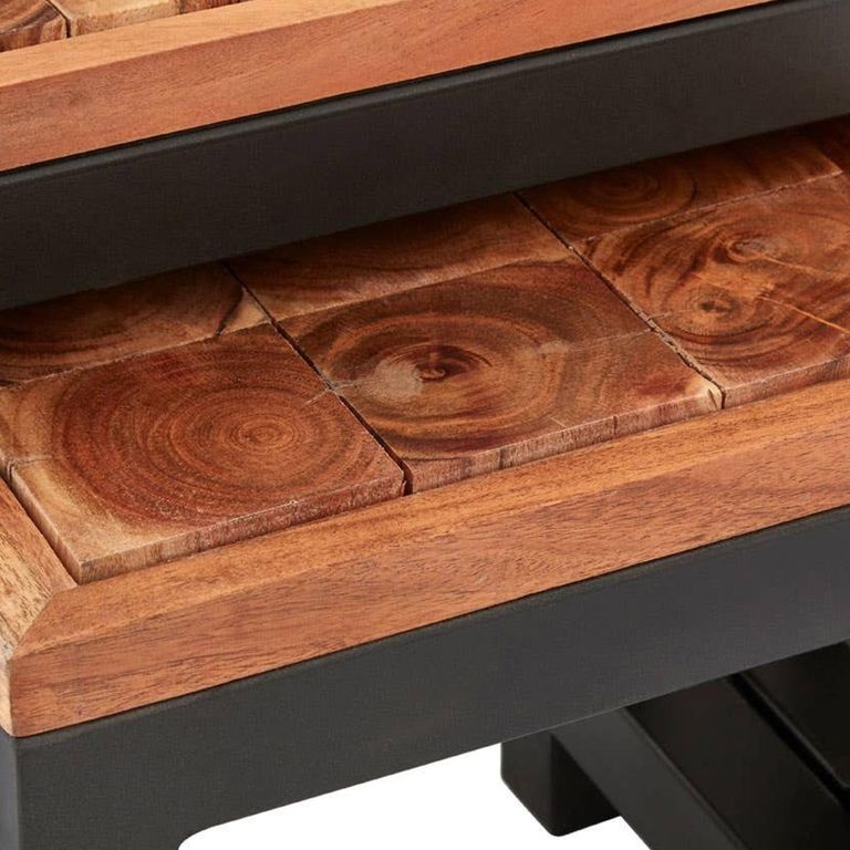 Artisan Nest of 3 Tables - Acacia Wood with Metal Base