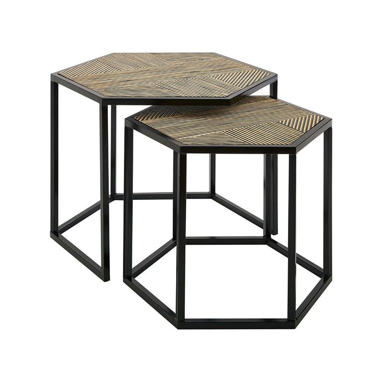 Babita Nest of 2 Tables - Hexagon - Black Metal