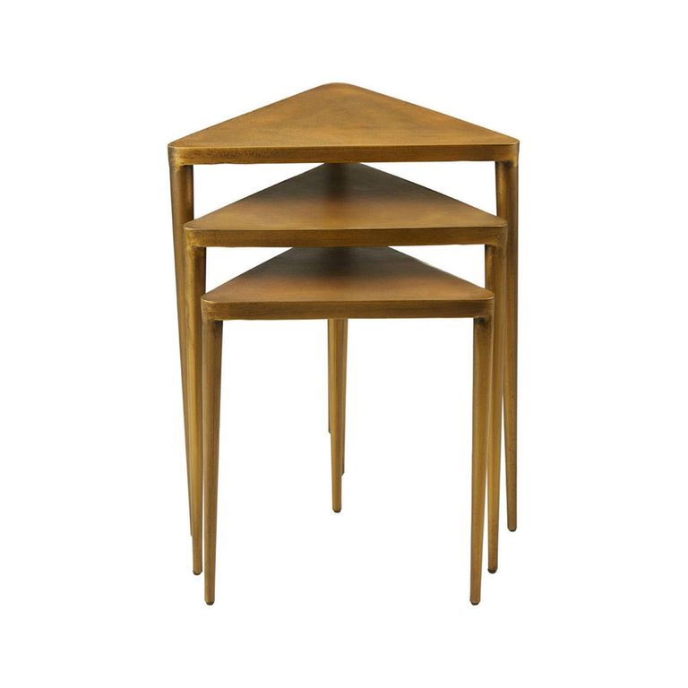 Compo Nest of 3 Tables - Trianglar - Gold Metal