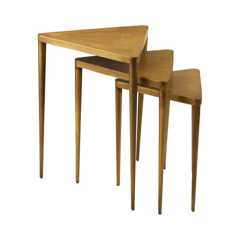 Compo Nest of 3 Tables - Trianglar - Gold Metal