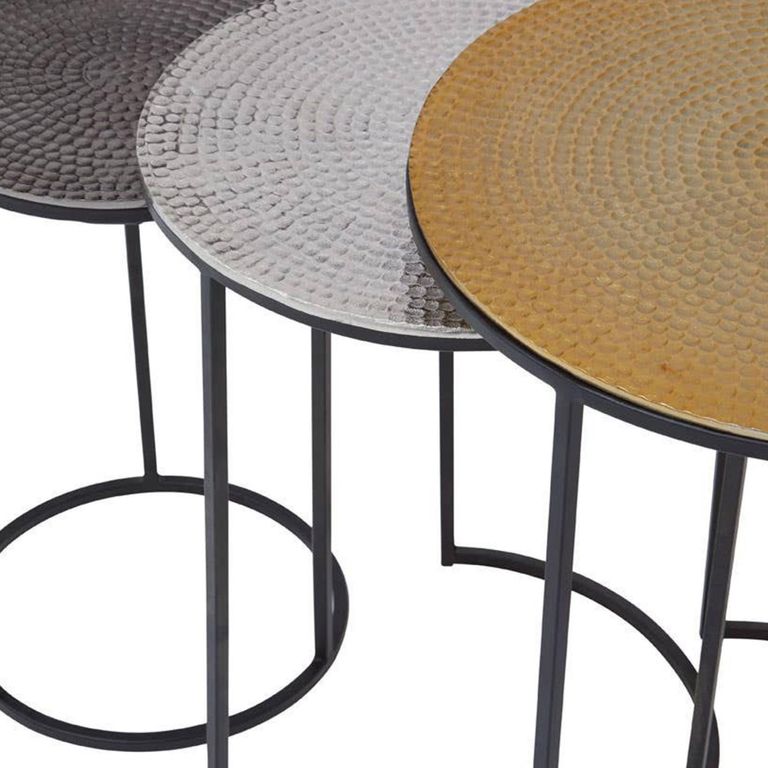 Elias Nest of 3 Tables - Round - Hammered Metal