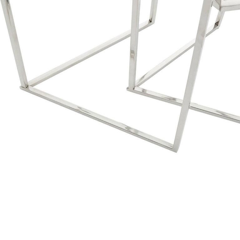 Herber Nest of 2 Tables - Hexagon - Clear Glass with Silver Metal