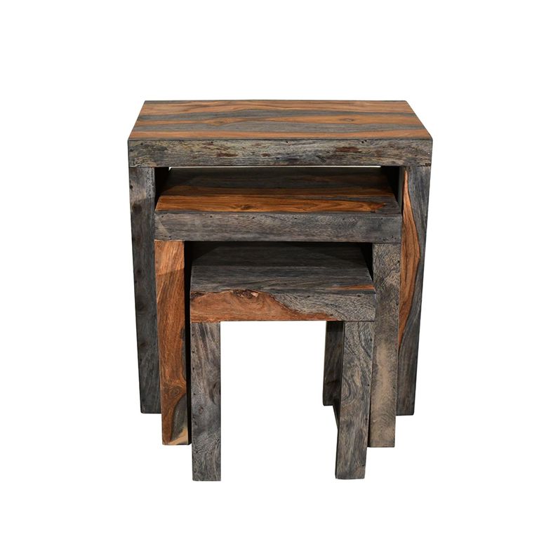 Cube Goa Petite Nest of Table - 3 Tier - Rustic Sheesham