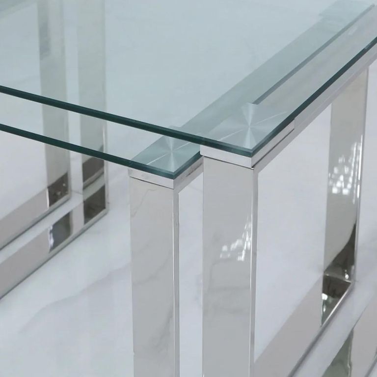 Clearance - Harry Nest of 3 Tables - Glass and Chrome - FSS17560