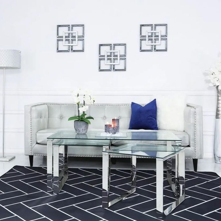 Clearance - Harry Nest of 3 Tables - Glass and Chrome - FSS17560