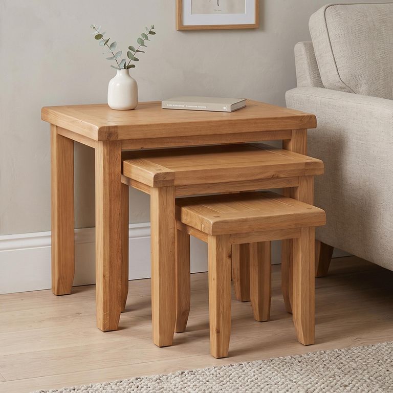 Melbourne Natural Oak 3 Tier Nest of Table