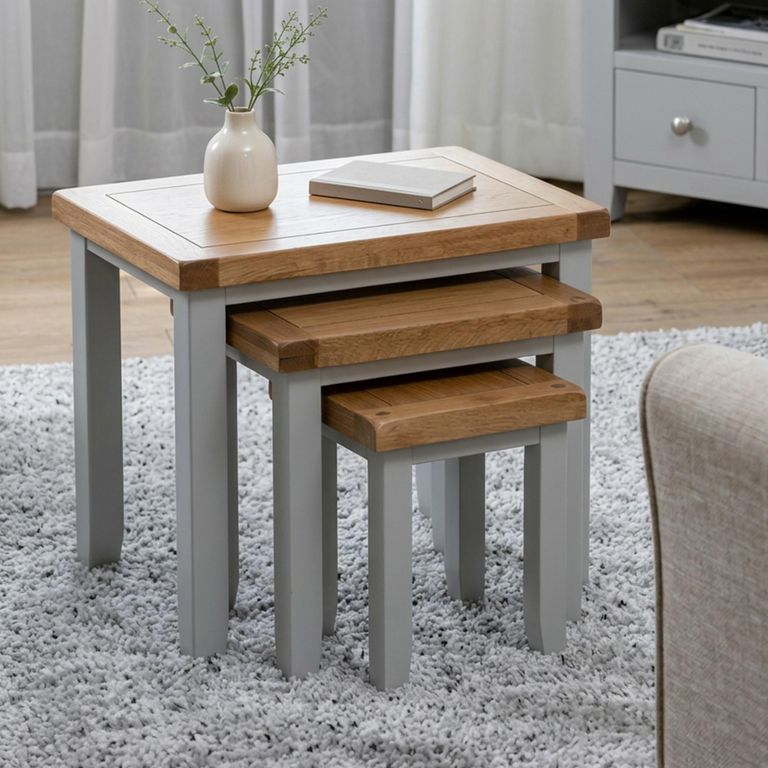 Melbourne French Grey Painted 3 Tier Nest of Table