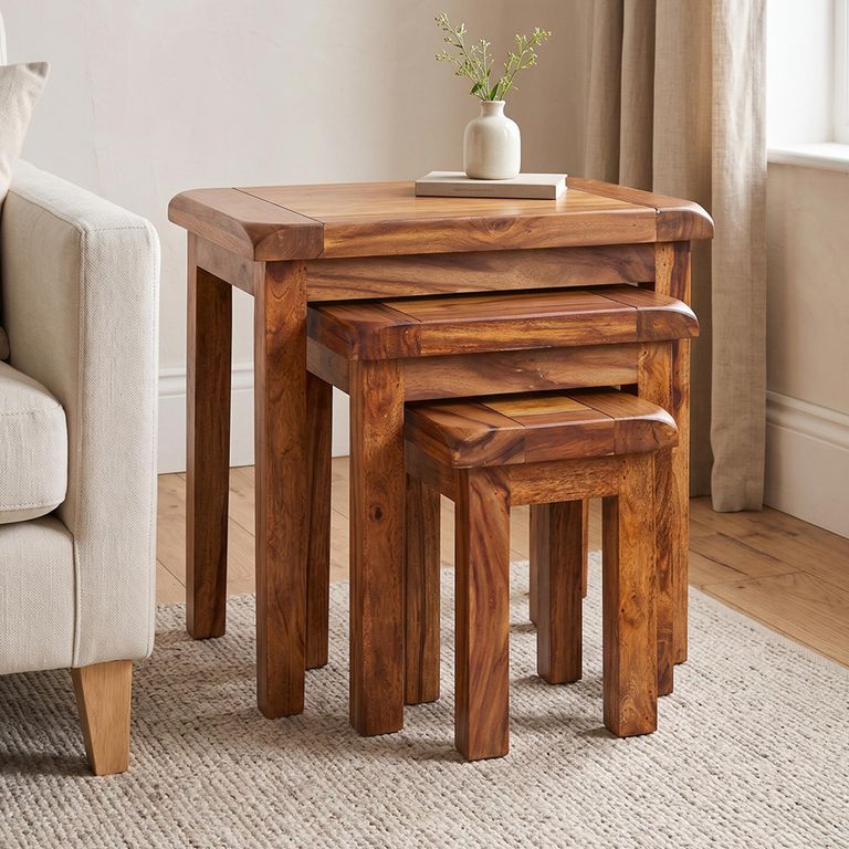 Vellar Sheesham Wood 3 Tier Nest of Table