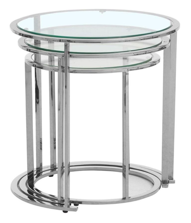 Allure Nest of 3 Tables - Round - Glass - Silver Base