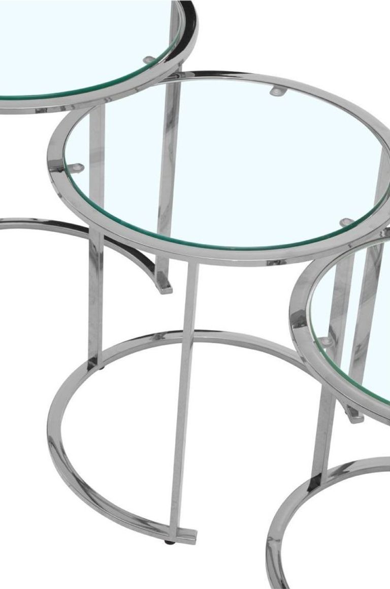 Allure Nest of 3 Tables - Round - Glass - Silver Base