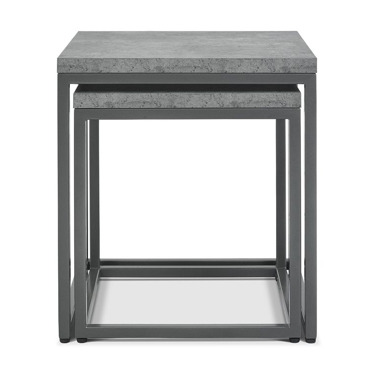 Renzo Zinc & Dark Grey Nest of Lamp Tables - Set of 2