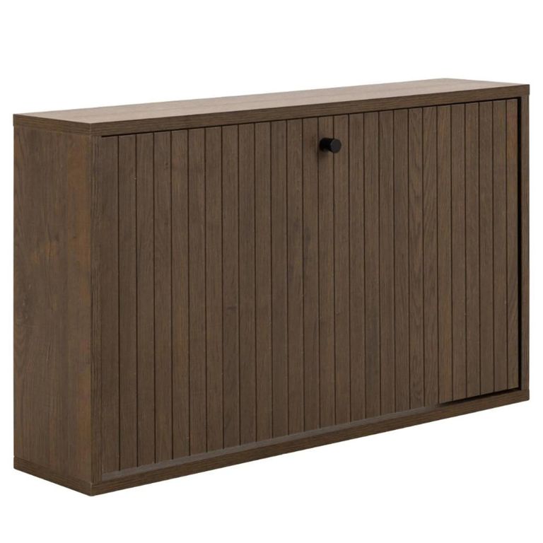 Albany Shoe Cabinet - Wall Mounted - Ribbed Smoked Oak