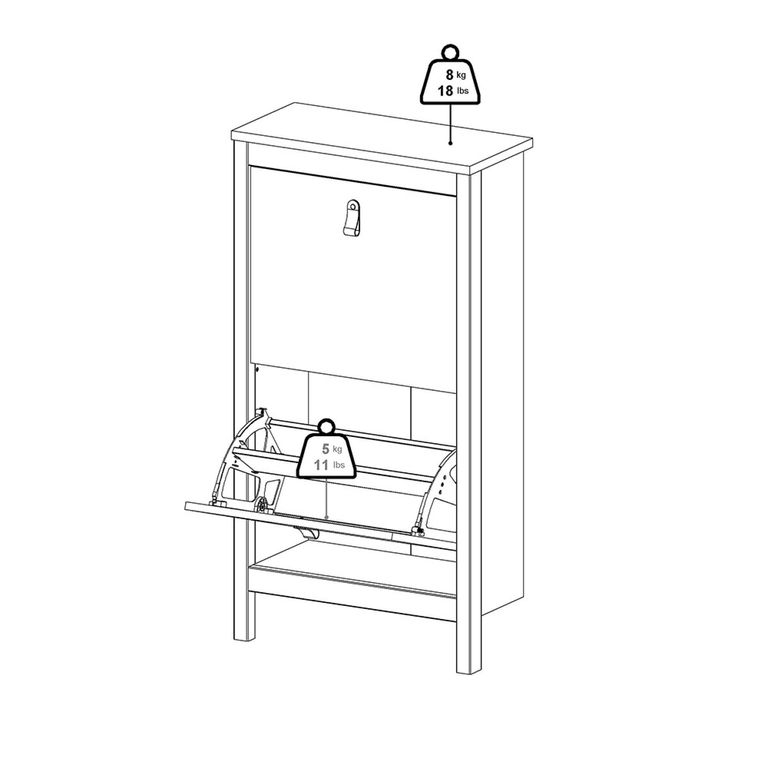 Barcelona Shoe Cabinet - 2 Door - White