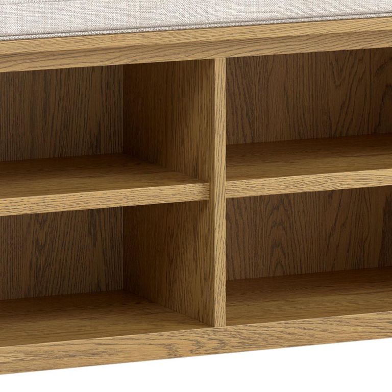 Dorchester Shoe Bench - Beige - Fabric and Rustic Oak