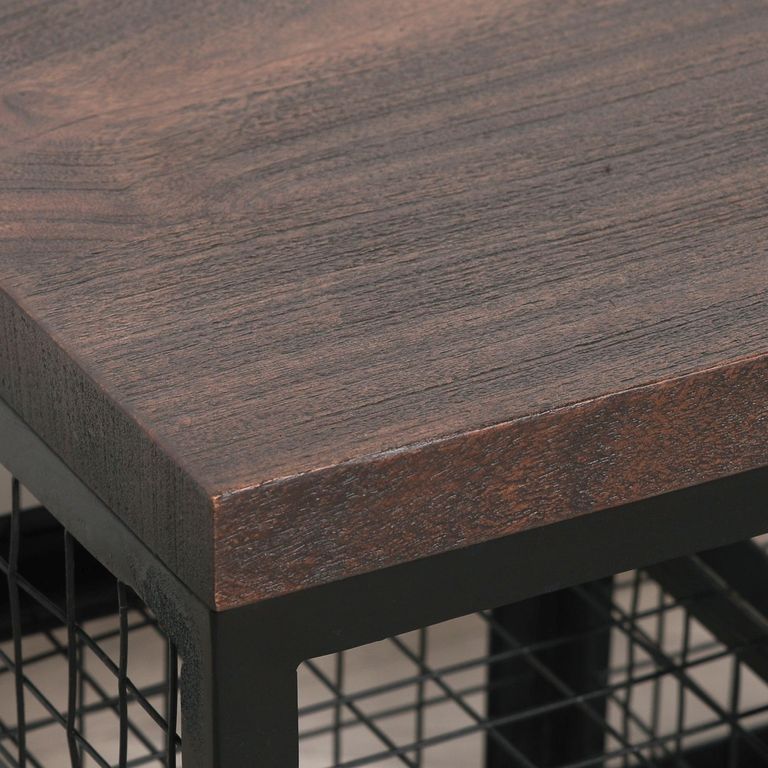 Shoe Rack Bench - Wooden Top and Black Metal