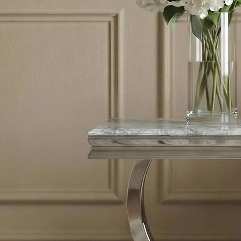 Glacier Side Table - Square - Grey Marble & Chrome