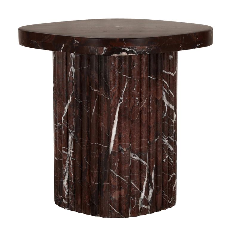 Orchid Fluted End Table - Square - Burgundy - Marble