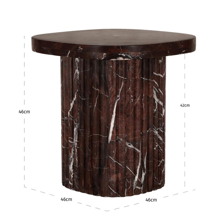 Orchid Fluted End Table - Square - Burgundy - Marble