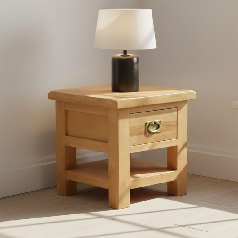 Salisbury Premium Square Lamp Table - 1 Drawer - Oak