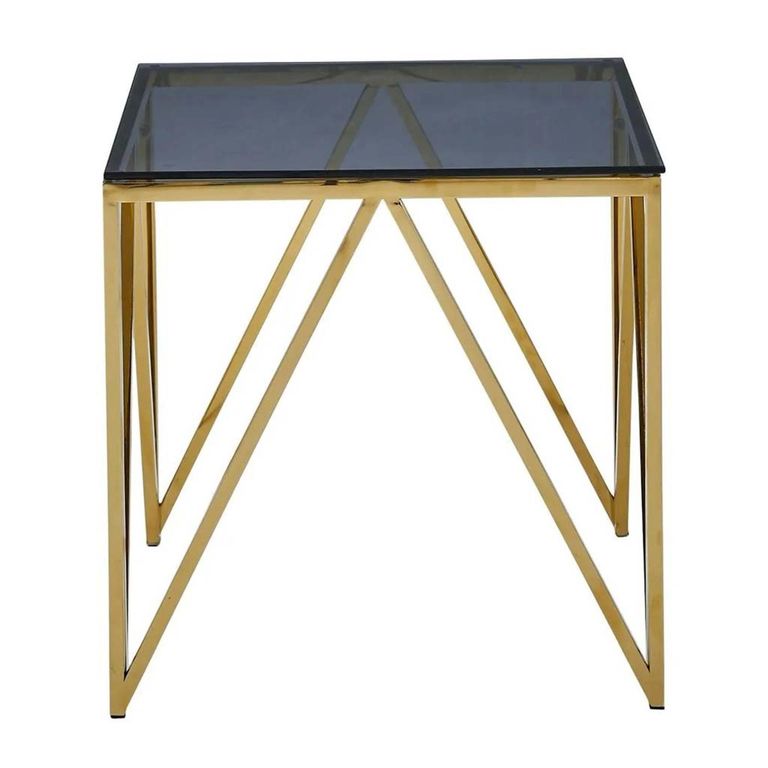 Allure End Table  Black Glass and Gold