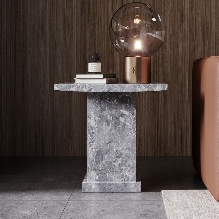 Turin Lamp Table - Square - Grey Marble