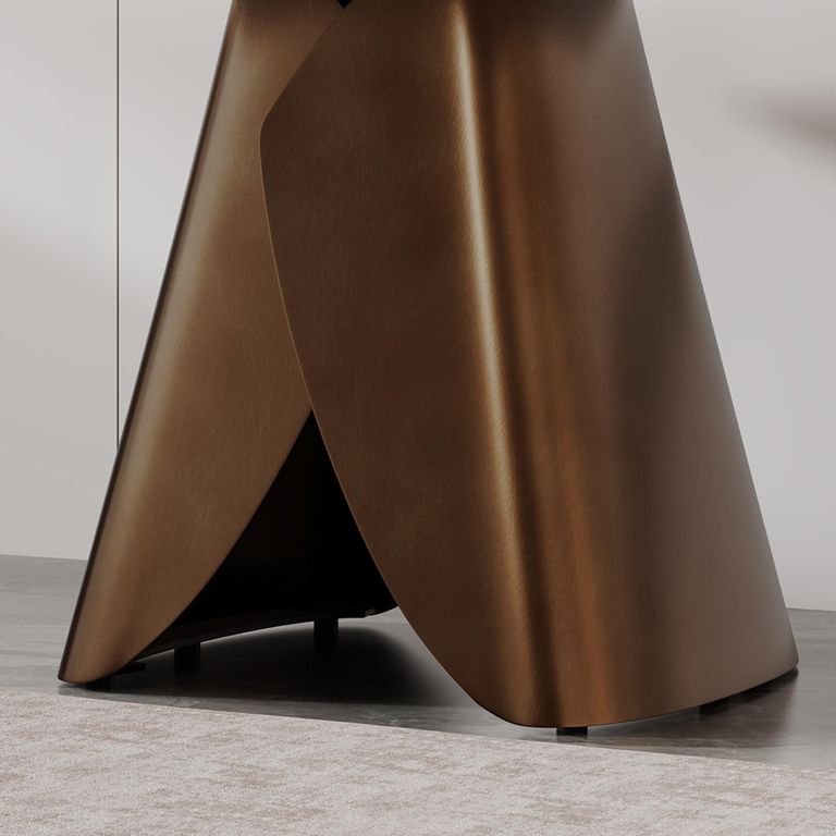 Enterprise Side Table - Square - Grey Marble - Brass Base