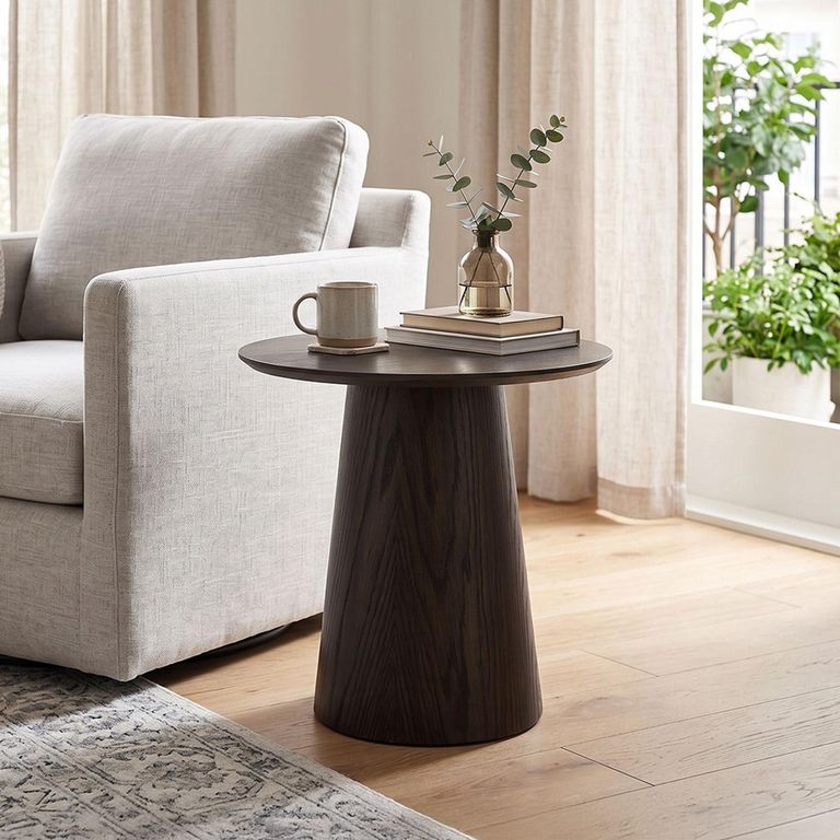 Novero Side Table - Round - Espresso Oak