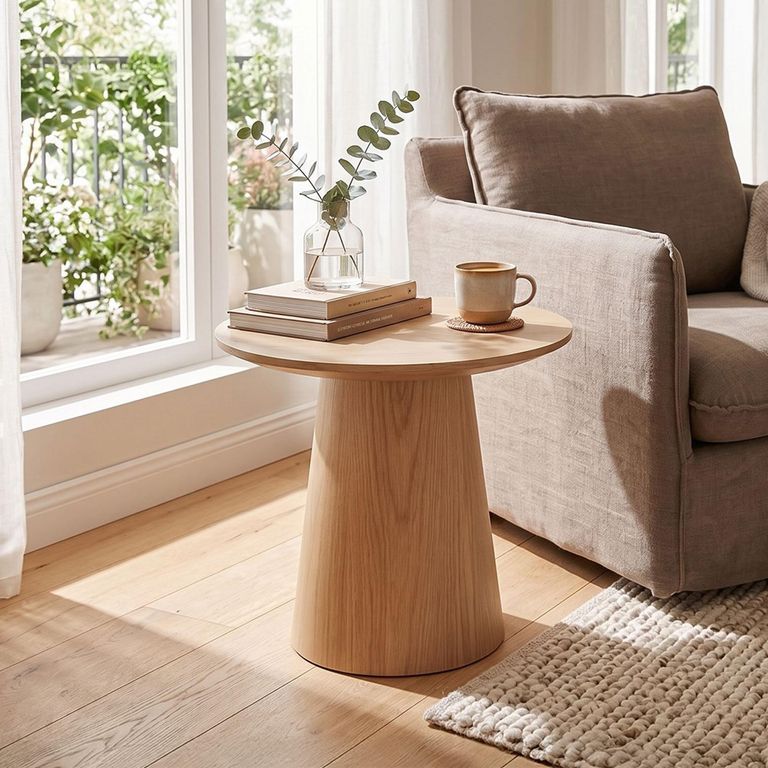 Novero Side Table - Round - Natural Oak
