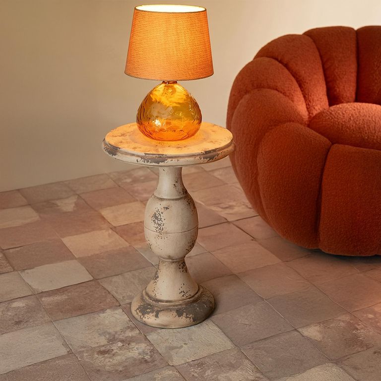 Outdoor Side Table - Round - Antique Magnesium Beige - Polyresin