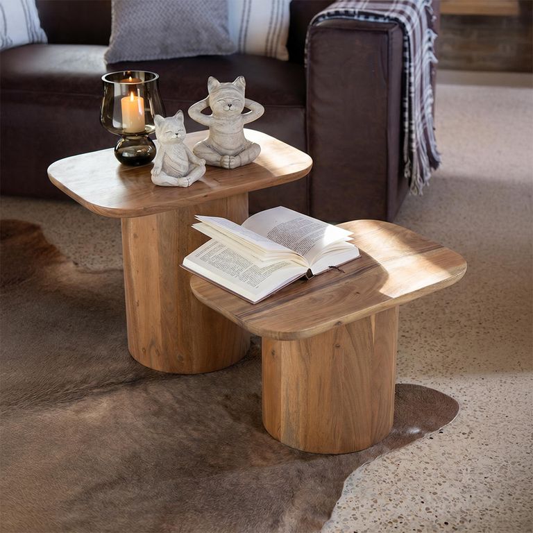Side Table - Set of 2 - Natural - Acacia Wood
