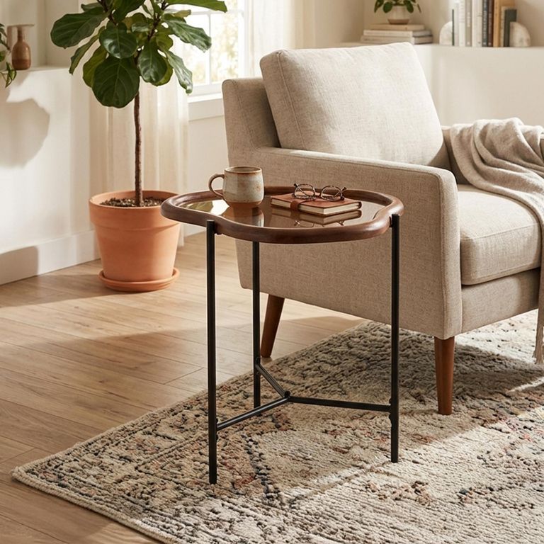 Zir Side Table - Abstract - Multi Colored - Mirrored and Metal