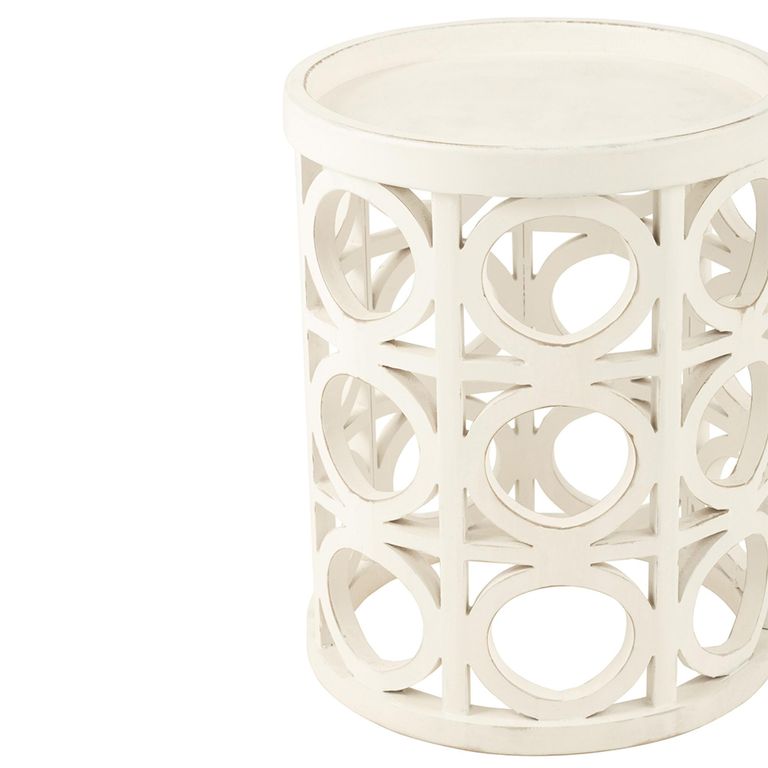 Carving Side Table - Round - Wide - Fir Wood