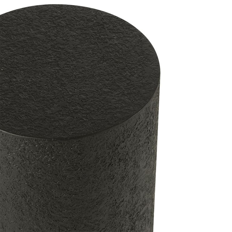 Cylinder Side Table - Round - Small - Drum Base - Black Wood