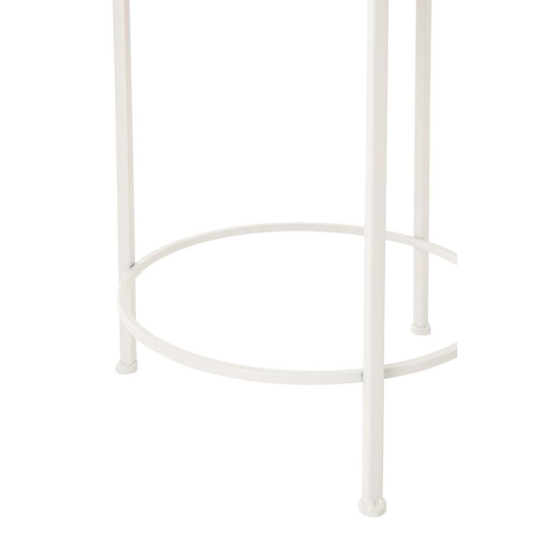 Fish Side Table - Round - Set of 2 - Light Blue and White - Glass and Metal