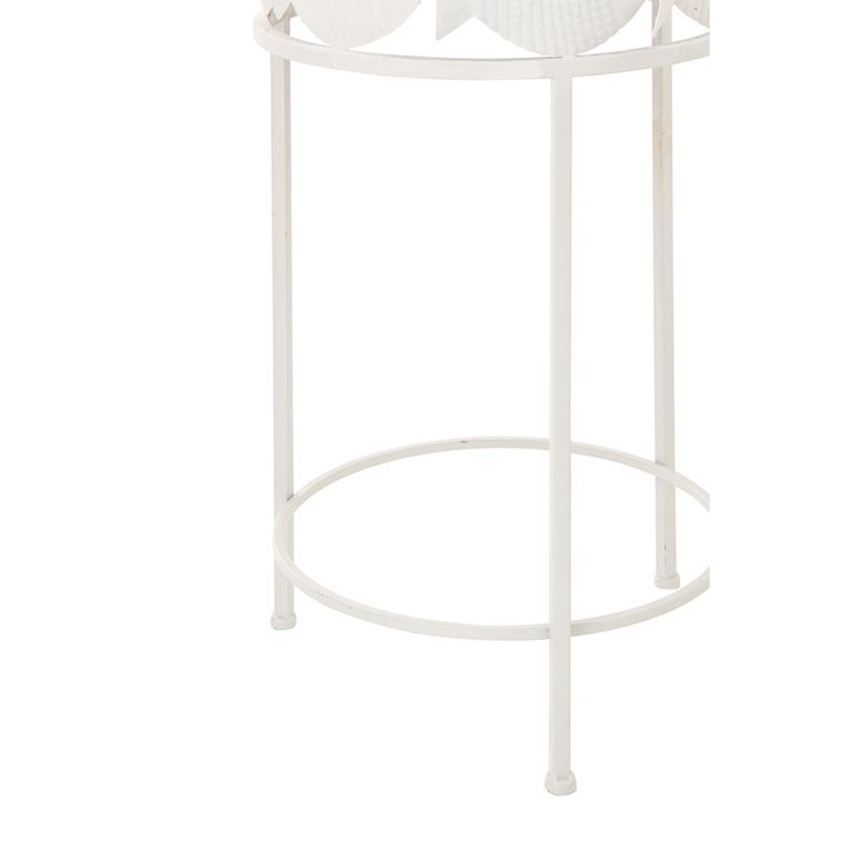 Fish Side Table - Round - Set of 2 - White - Glass and Metal