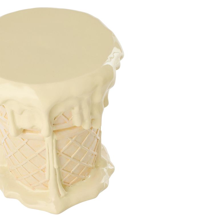Ice Cream Accent Table  - Round - Cream and Beige - Polyresin