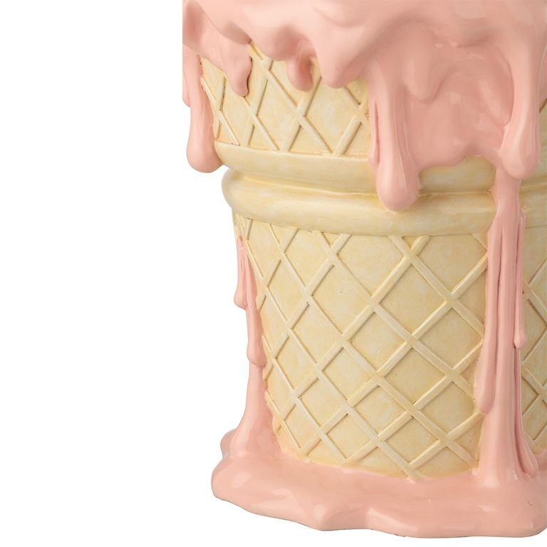 Ice Cream Accent Table  - Round - Light Pink and Beige - Polyresin
